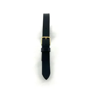 Ceinture en Cuir Noir Simple Boucle finition Vieil Or
