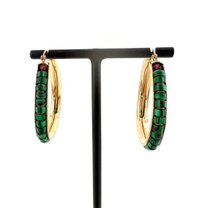 Créoles NINON en Plaqué Or et Malachites