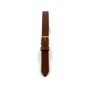 Ceinture en Cuir Cognac Simple Boucle Finition Vieil Or