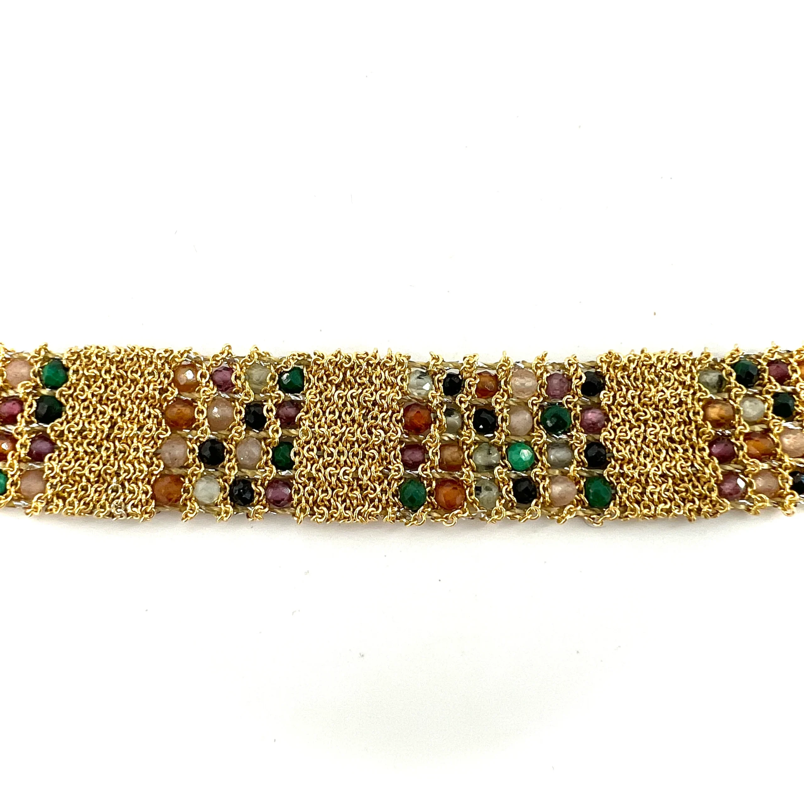 Bracelet en Maille Tissée en Vermeil et Pierres Semi-Précieuses – Image 2