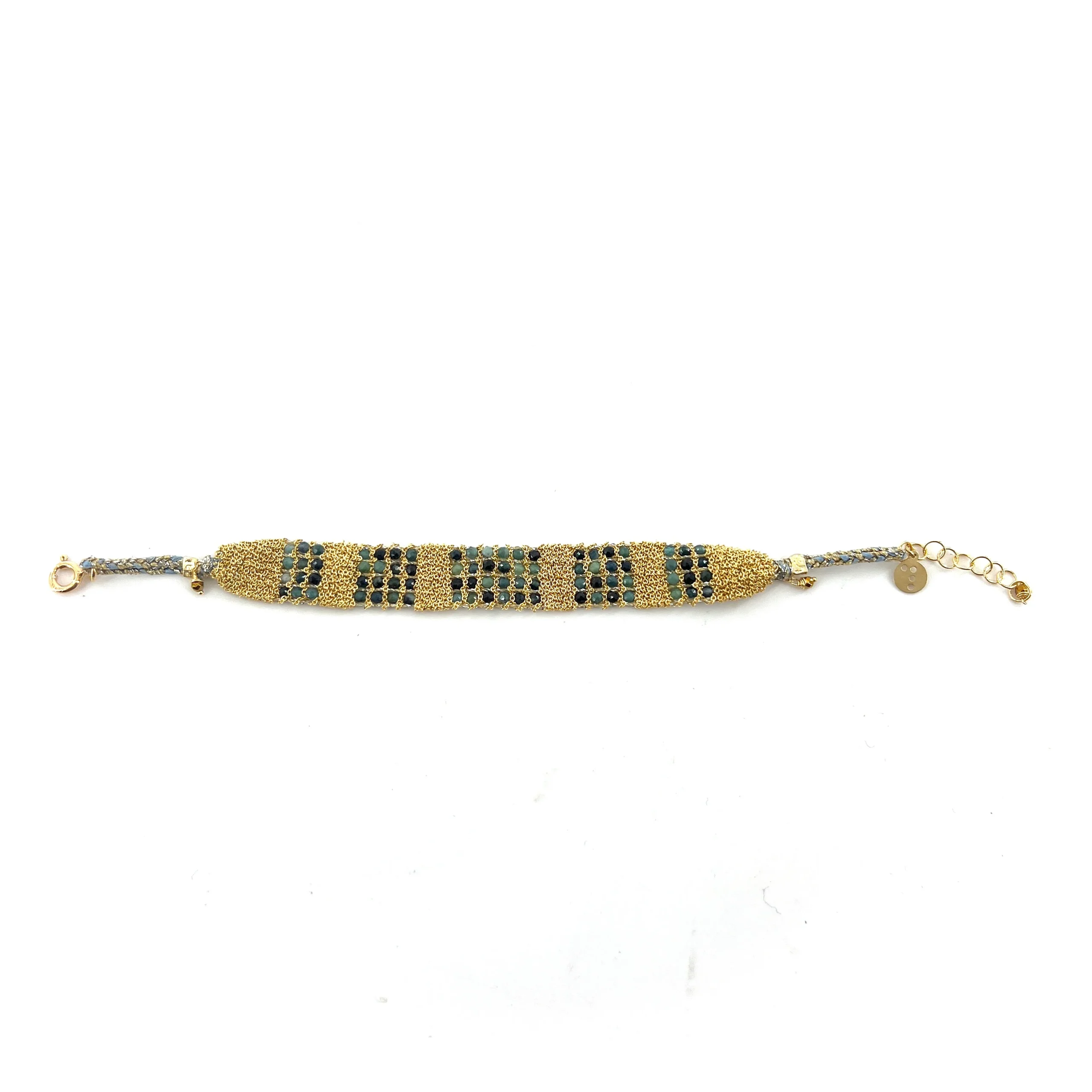 Bracelet en Maille Tissée en Vermeil et Pierres Semi-Précieuses – Image 3