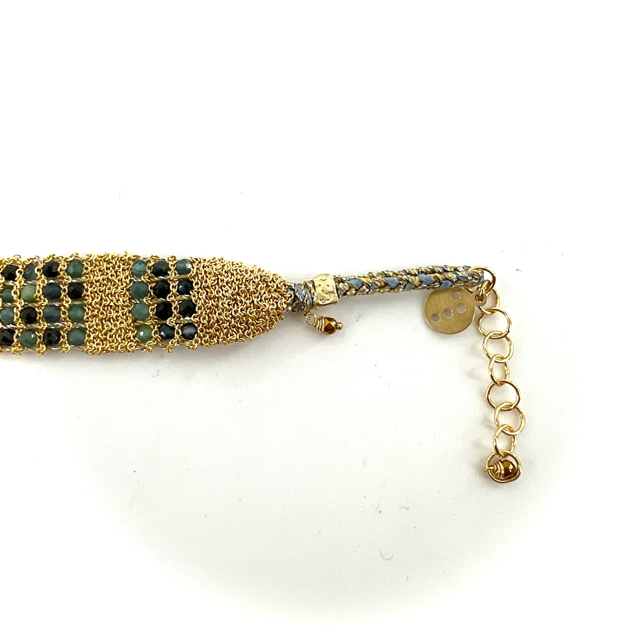 Bracelet en Maille Tissée en Vermeil et Pierres Semi-Précieuses – Image 5