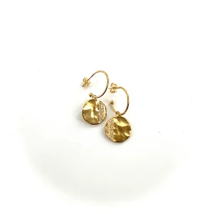 Créoles Médaille JANIS en Plaqué Or et Zirconiums Blancs