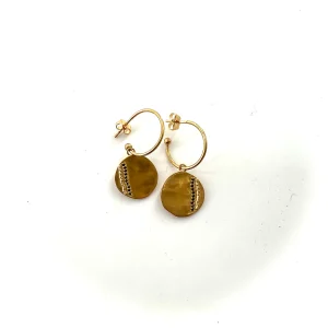 Créoles Médaille JANIS en Plaqué Or et Zirconiums Noirs