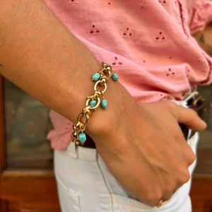 Bracelet DIANE en Plaqué Or et Turquoises