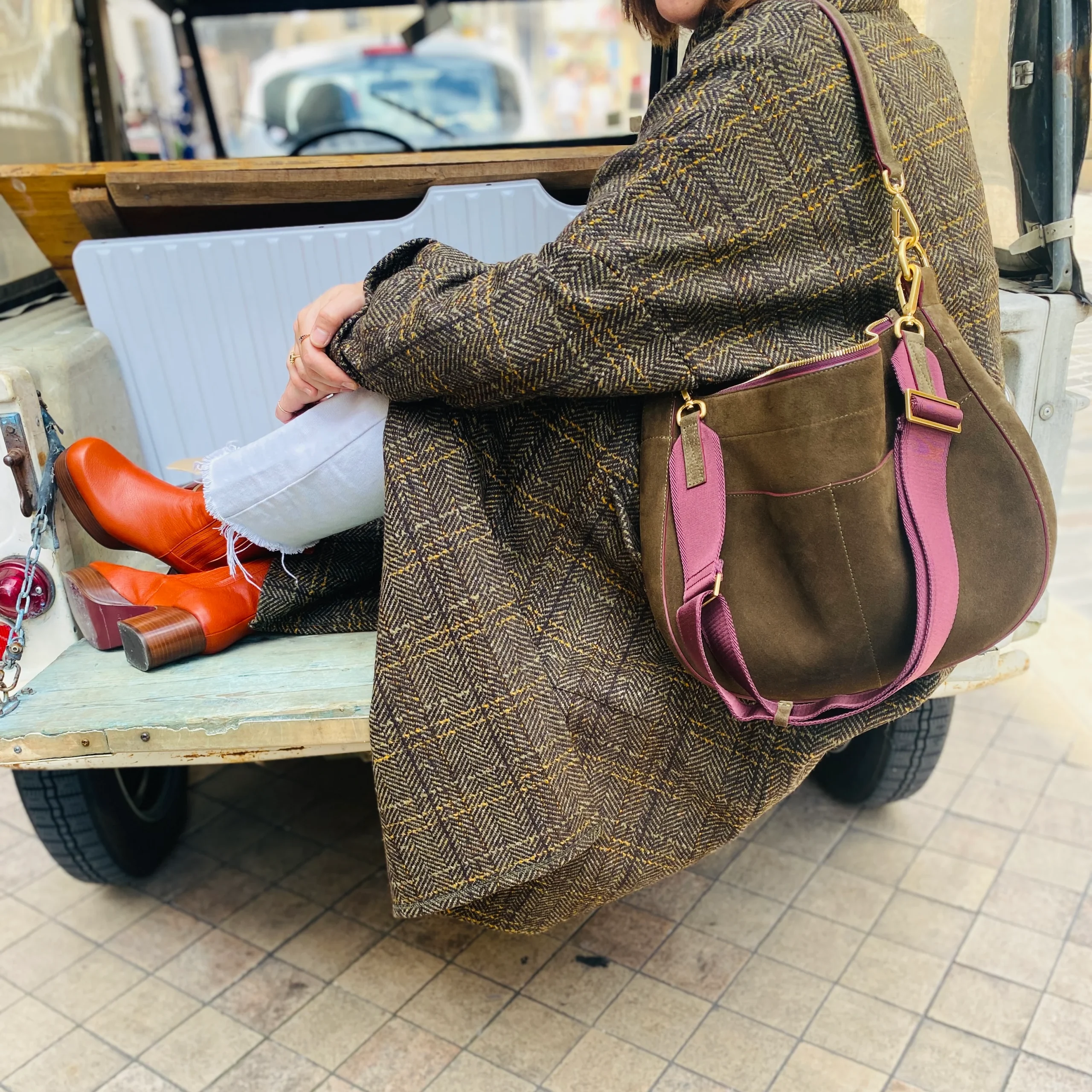 Manteau PAUL en Tweed Kaki et Noir – Image 7