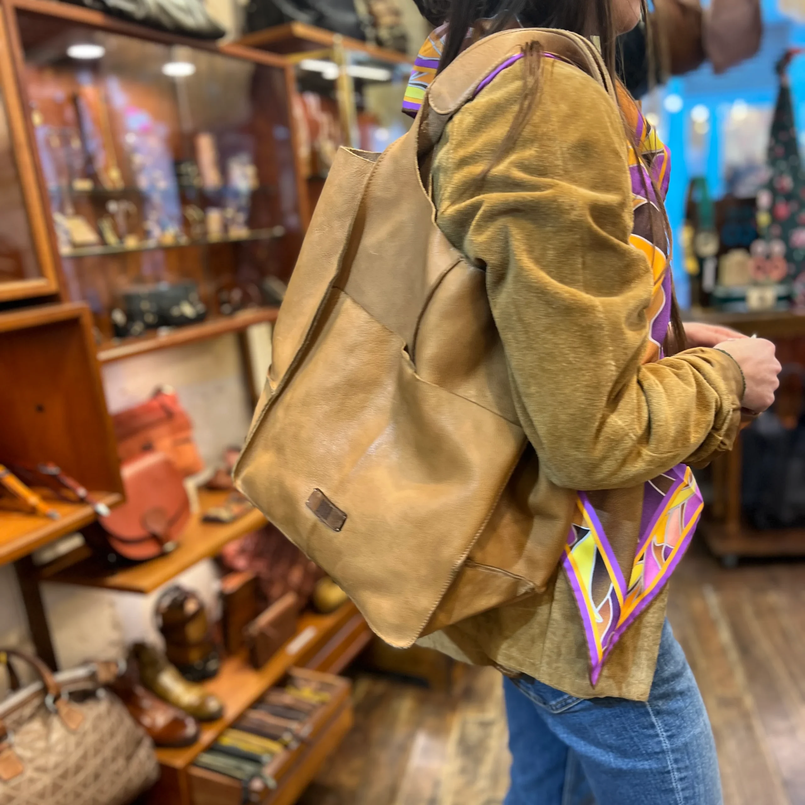 Sac Cabas en Cuir Beige – Image 6