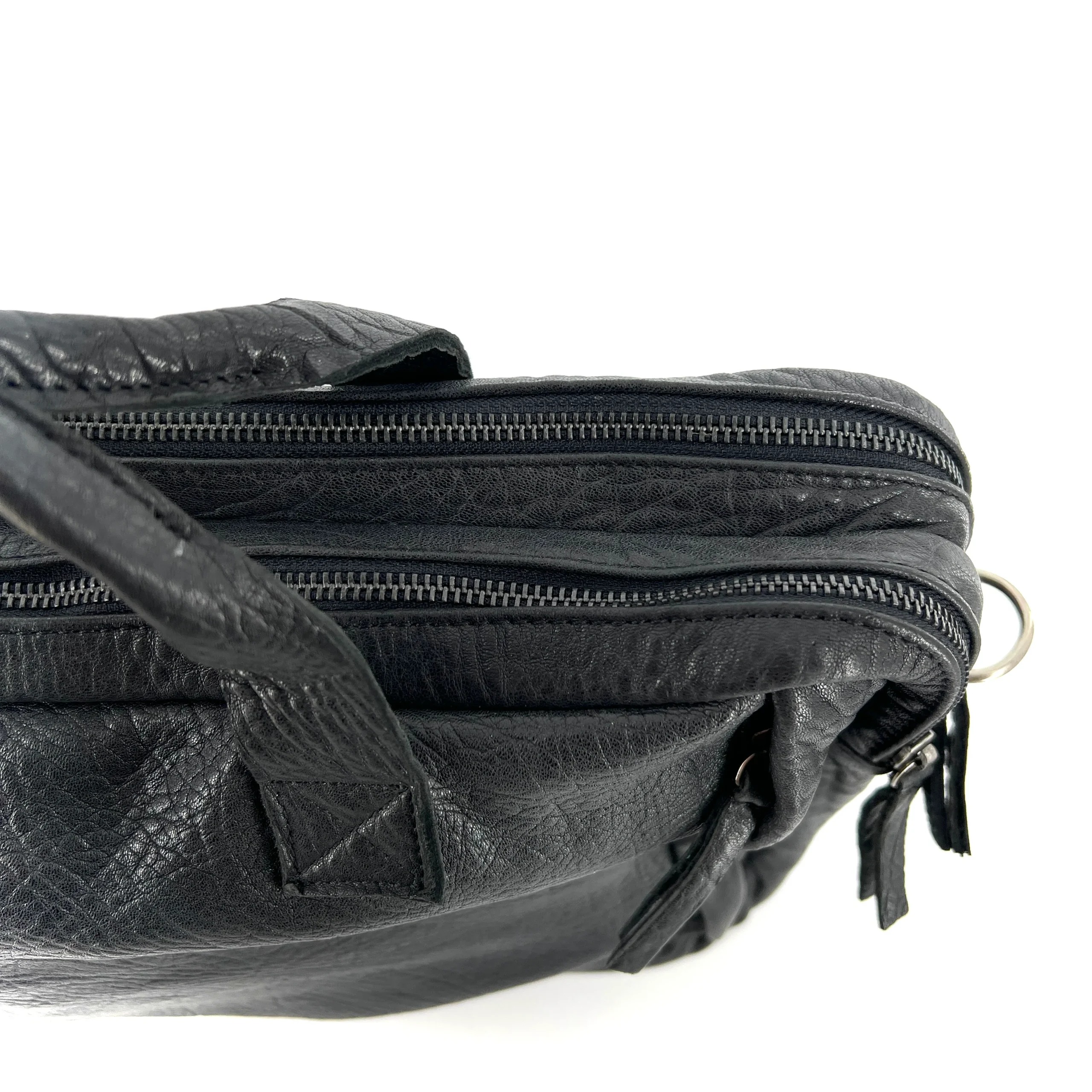 Astucieux Cartable Sac à Dos en Cuir Noir – Image 3