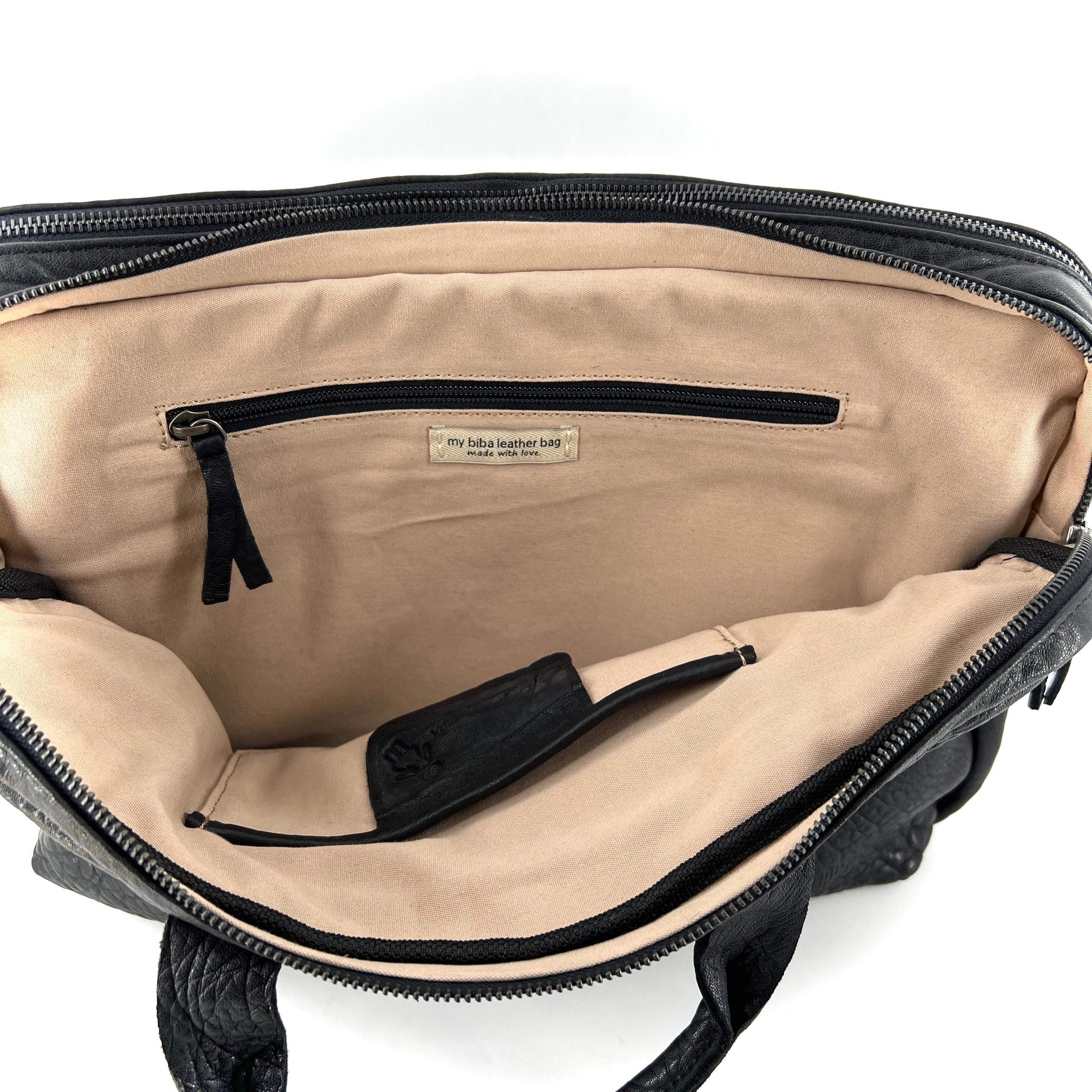 Astucieux Cartable Sac à Dos en Cuir Noir – Image 4