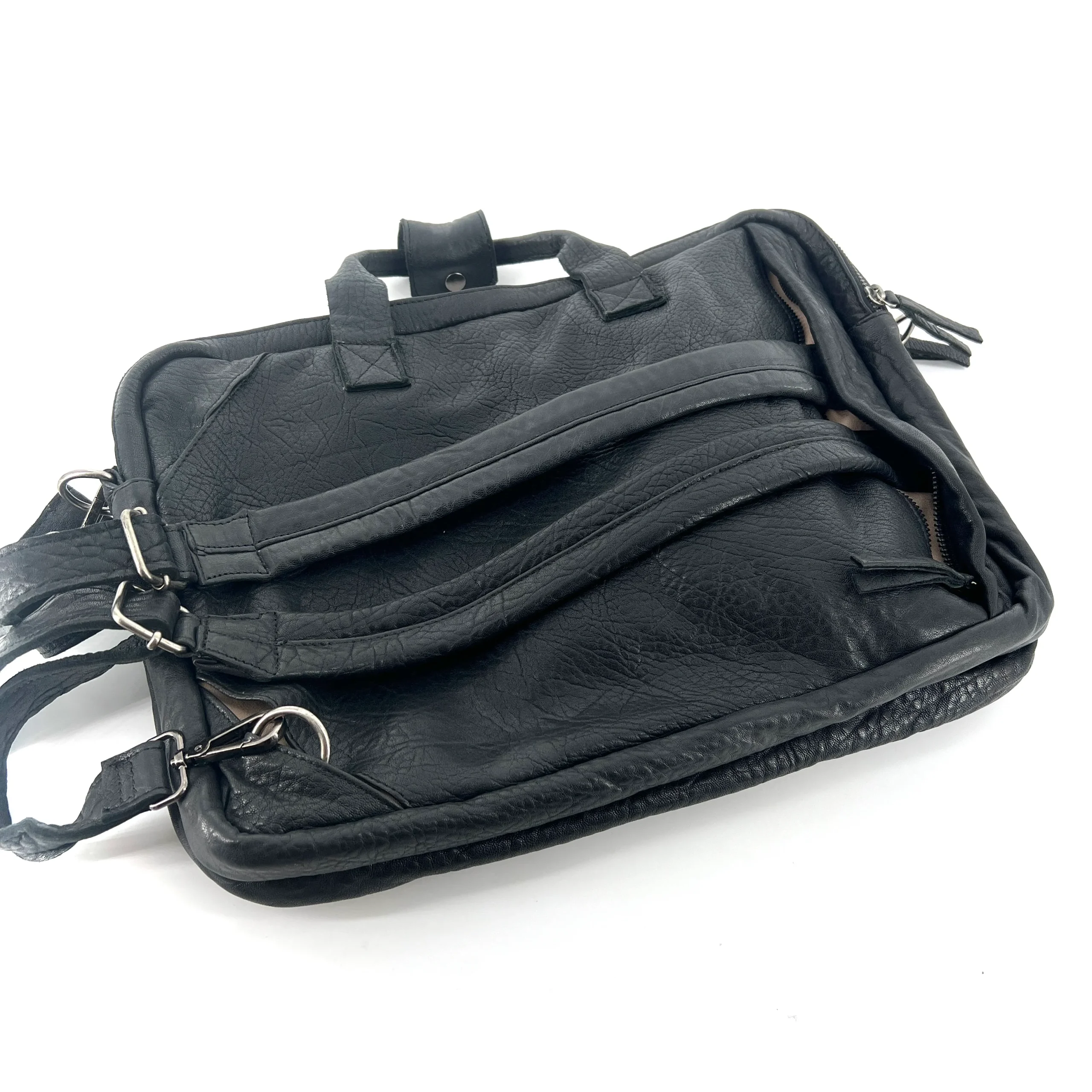 Astucieux Cartable Sac à Dos en Cuir Noir – Image 6
