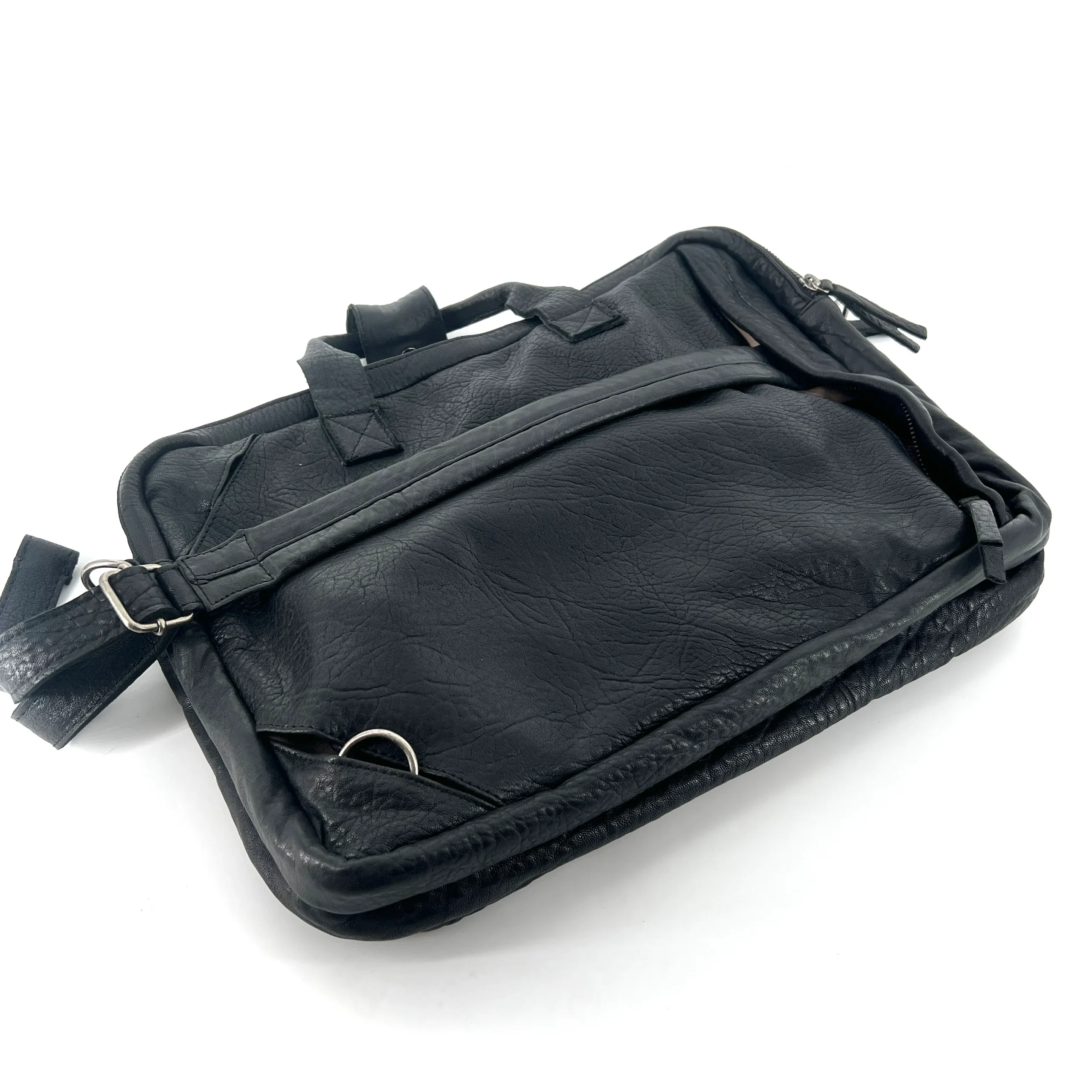 Astucieux Cartable Sac à Dos en Cuir Noir – Image 7