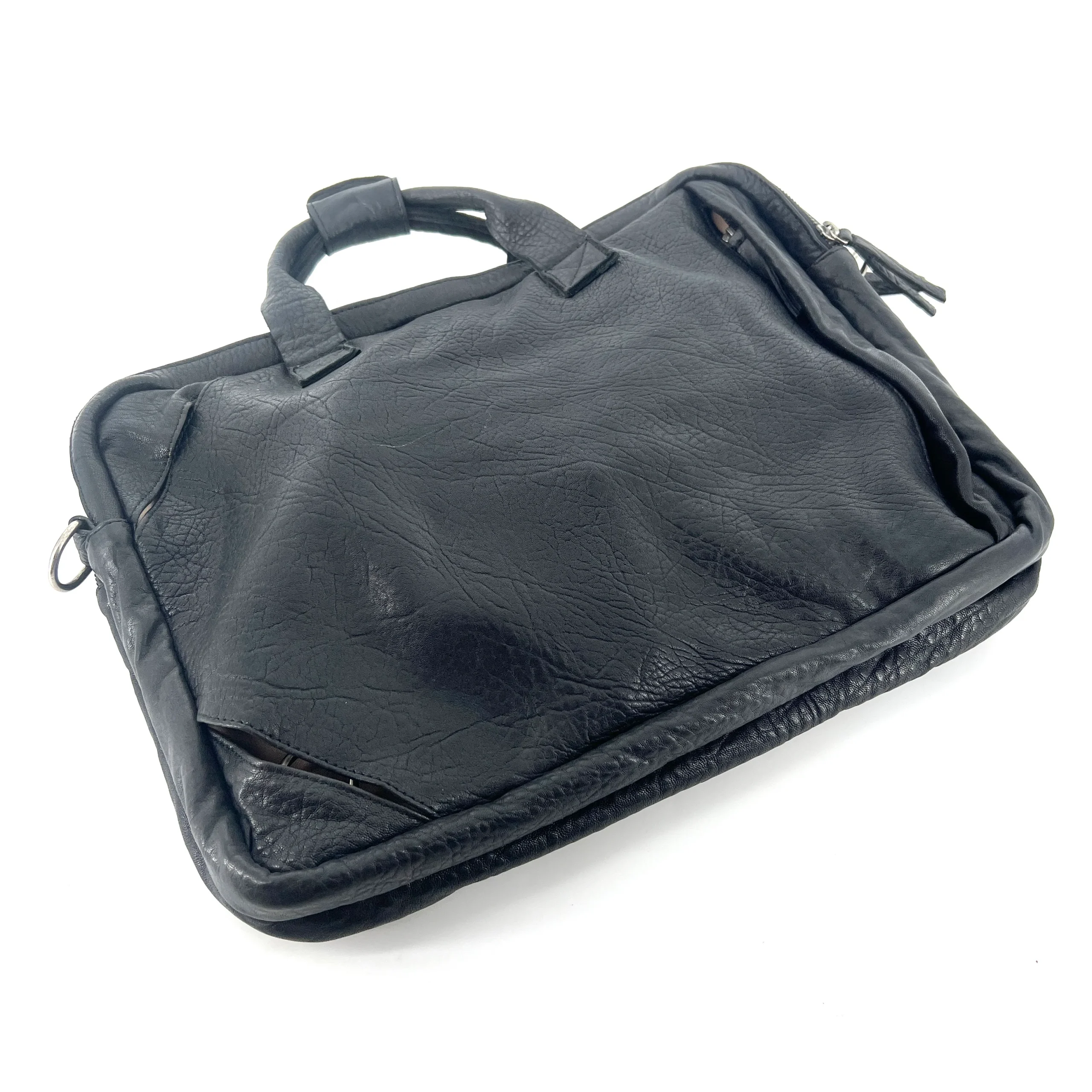 Astucieux Cartable Sac à Dos en Cuir Noir – Image 8