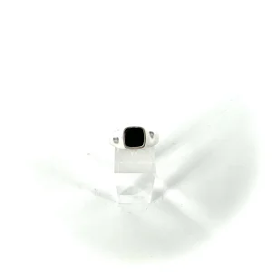 Chevalière Carrée en Argent et Onyx Noir