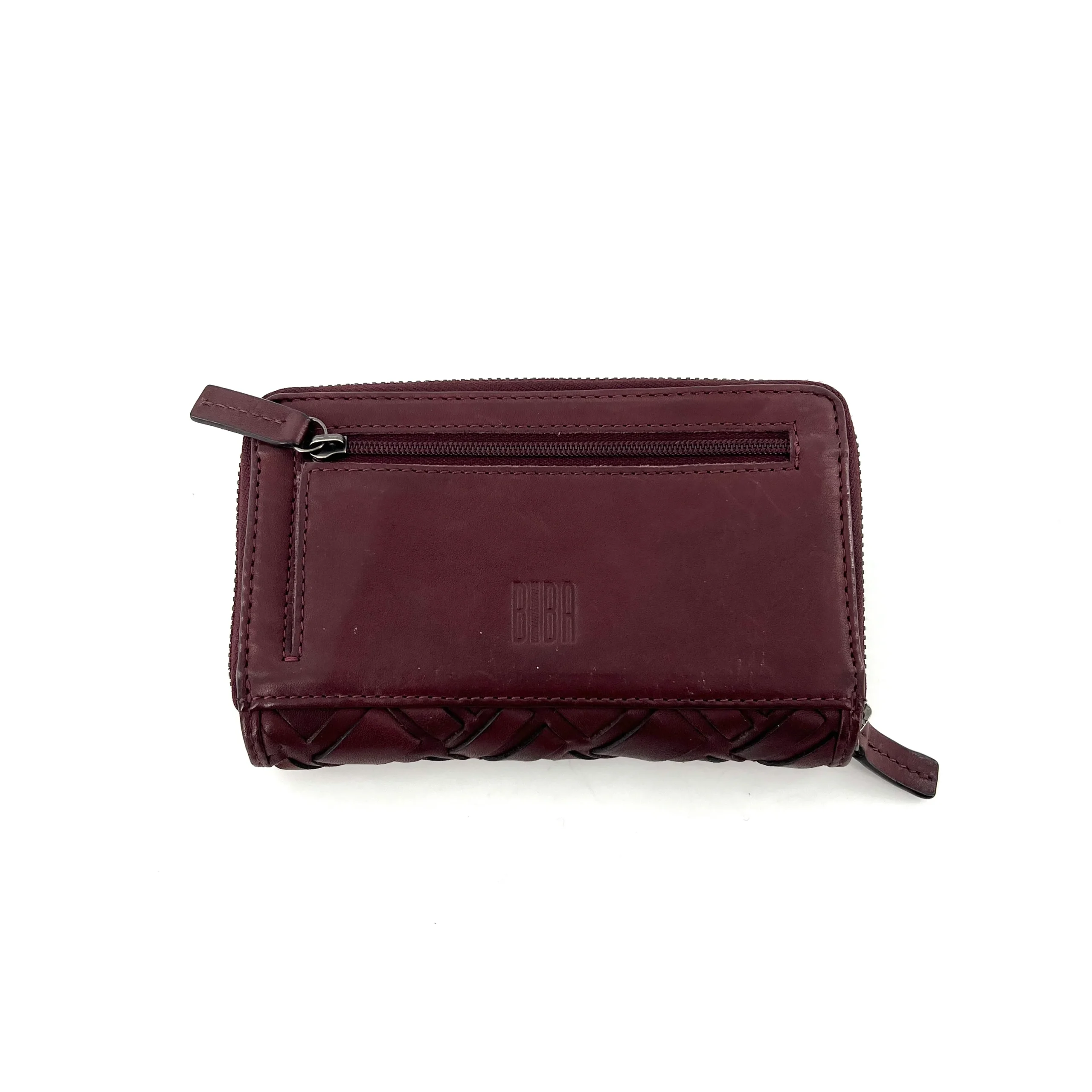 Portefeuille PM en Cuir Tressé Bordeaux – Image 3