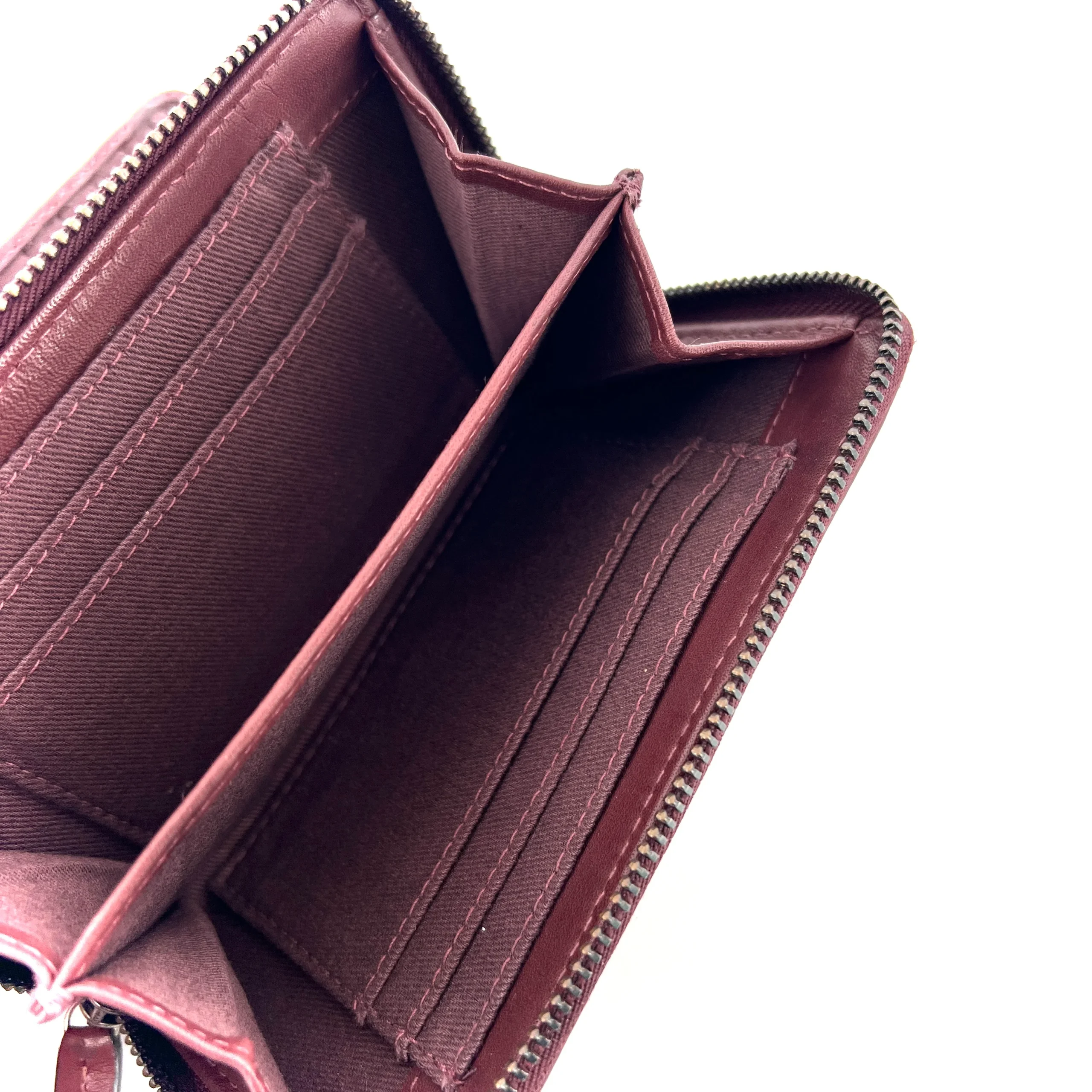 Portefeuille PM en Cuir Tressé Bordeaux – Image 5