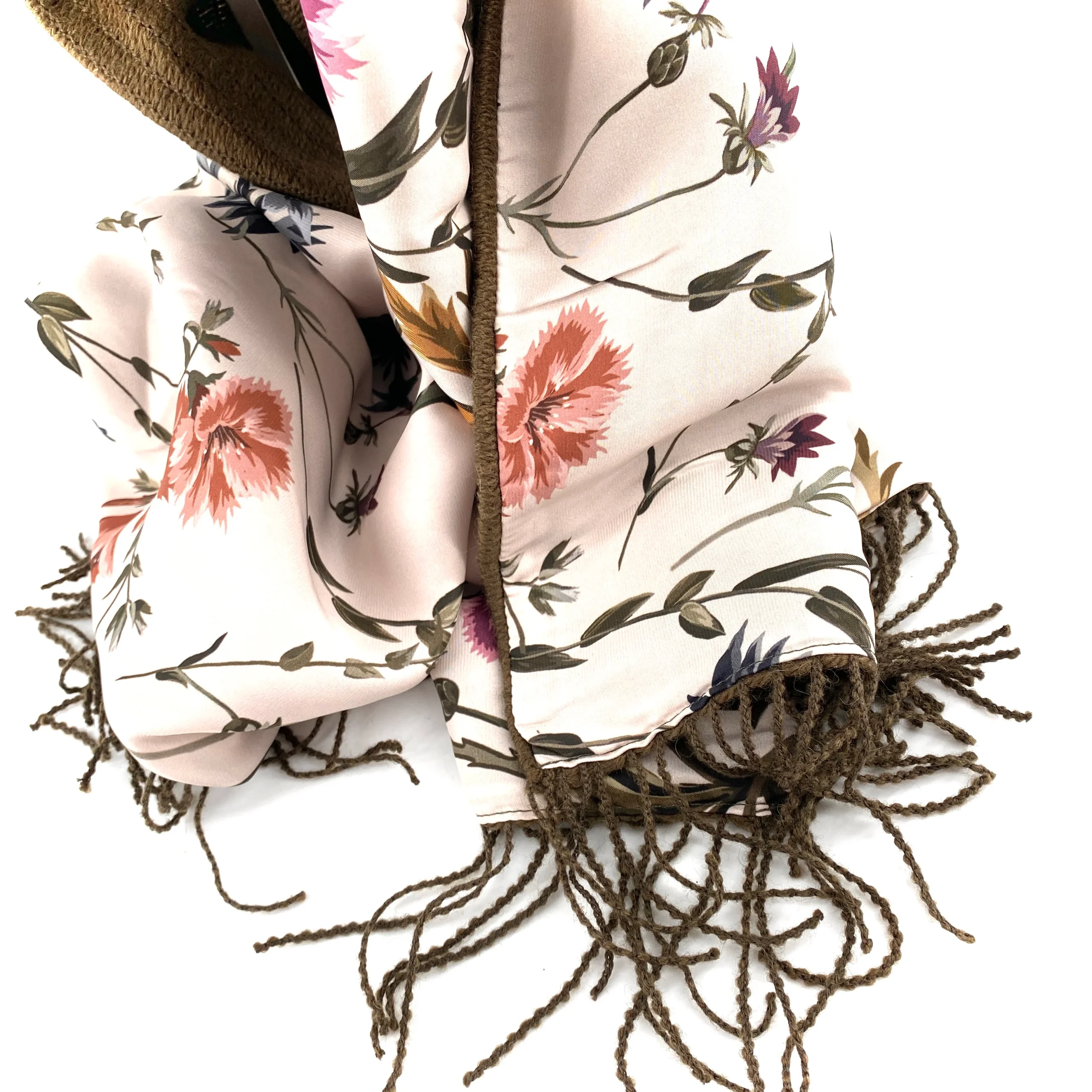 Étole Alpaga Doublée Foulard Kaki – Image 4