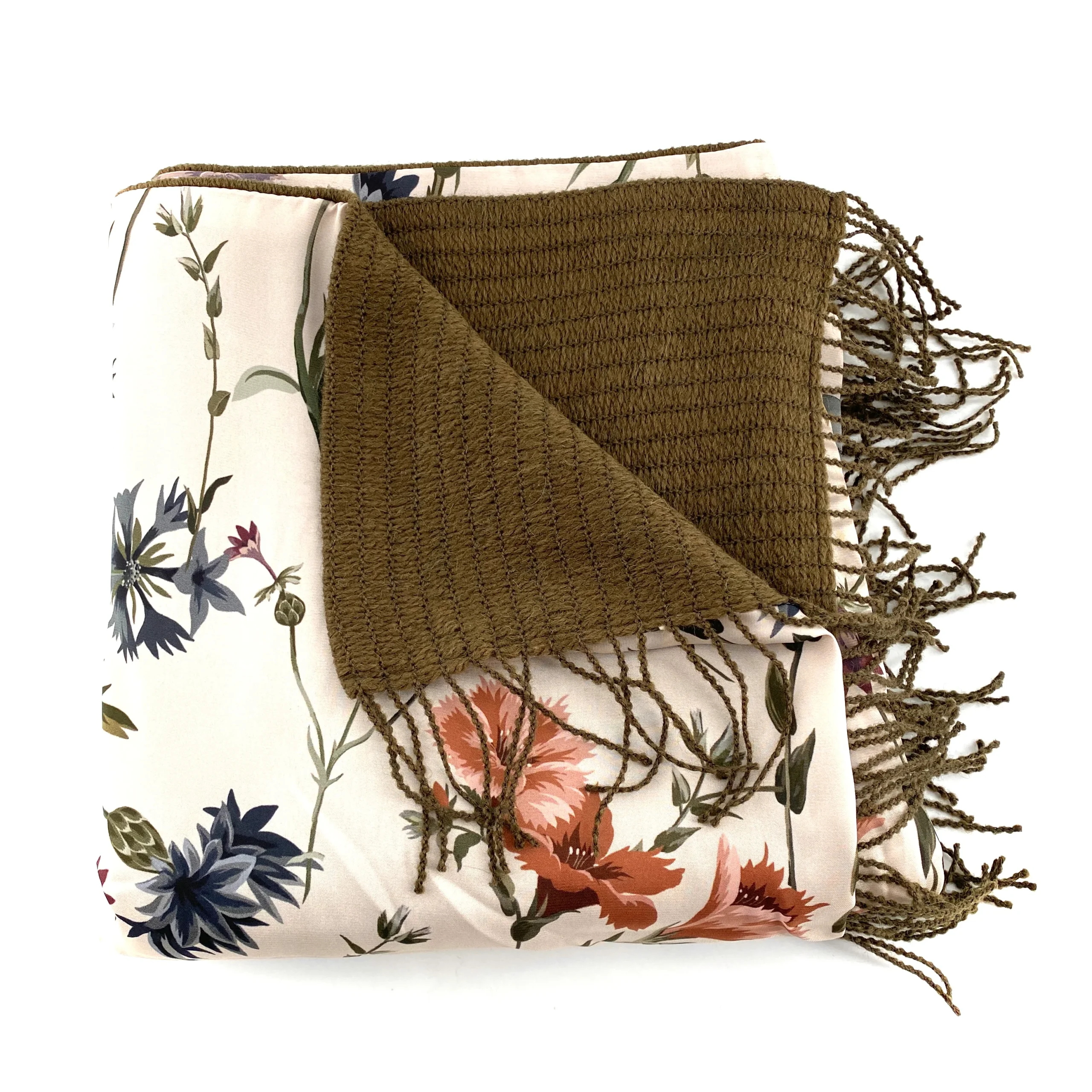 Étole Alpaga Doublée Foulard Kaki – Image 6