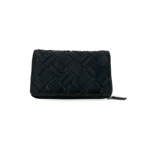 Portefeuille PM en Cuir Tressé Noir