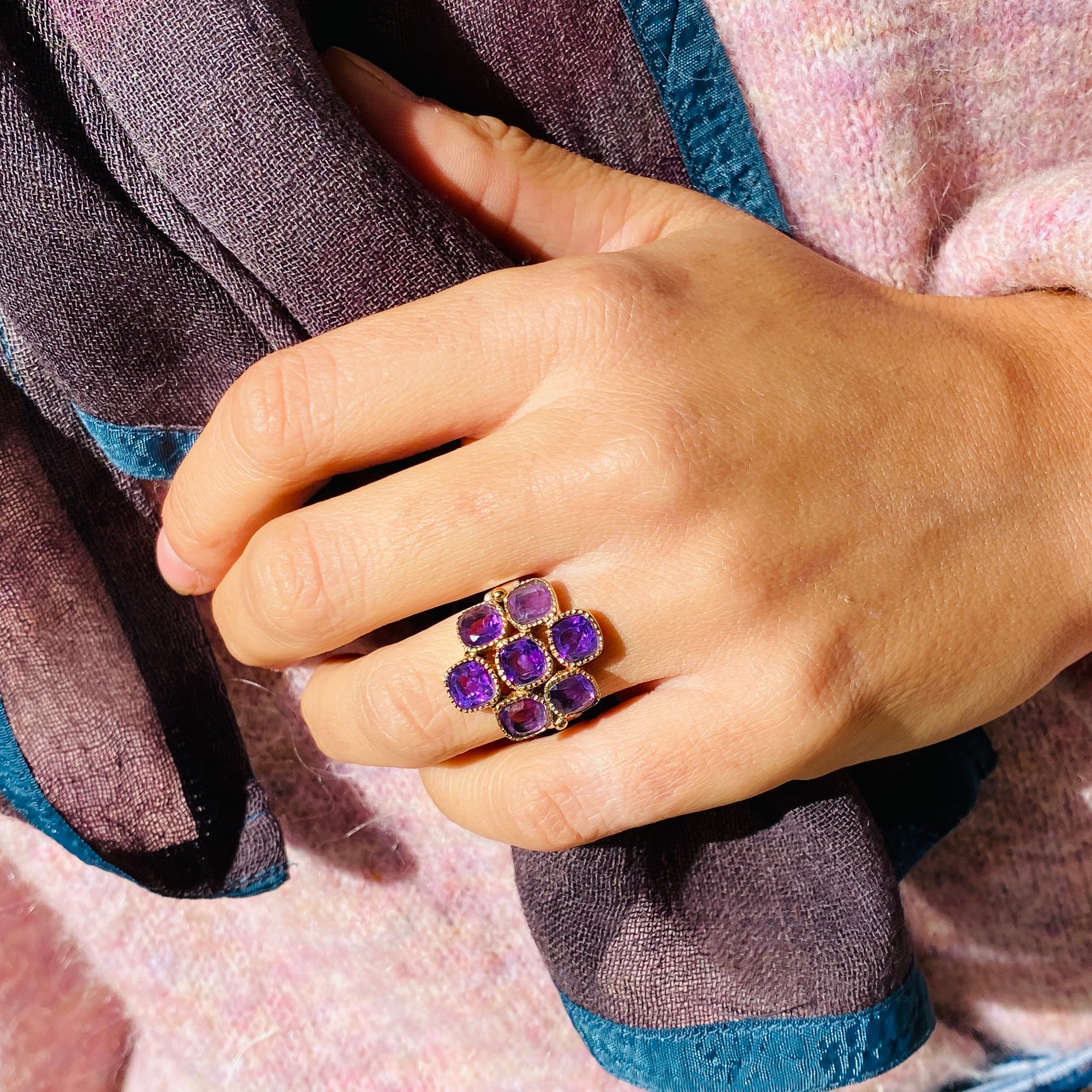 Bague PAOLA PM en Argent Laiton et Améthystes – Image 4