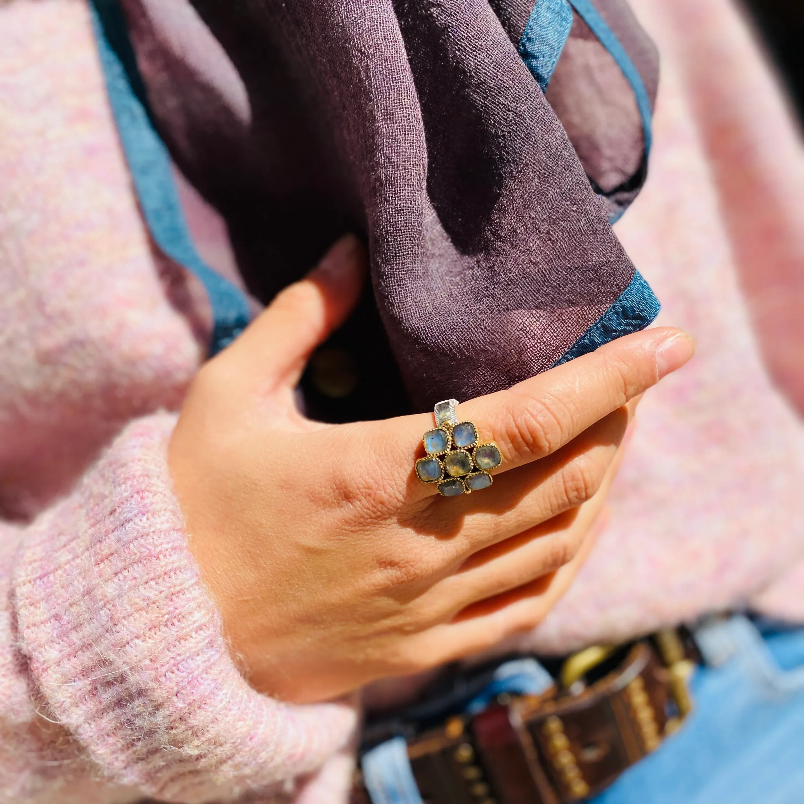 Bague PAOLA PM en Argent Laiton et Labradorites – Image 4