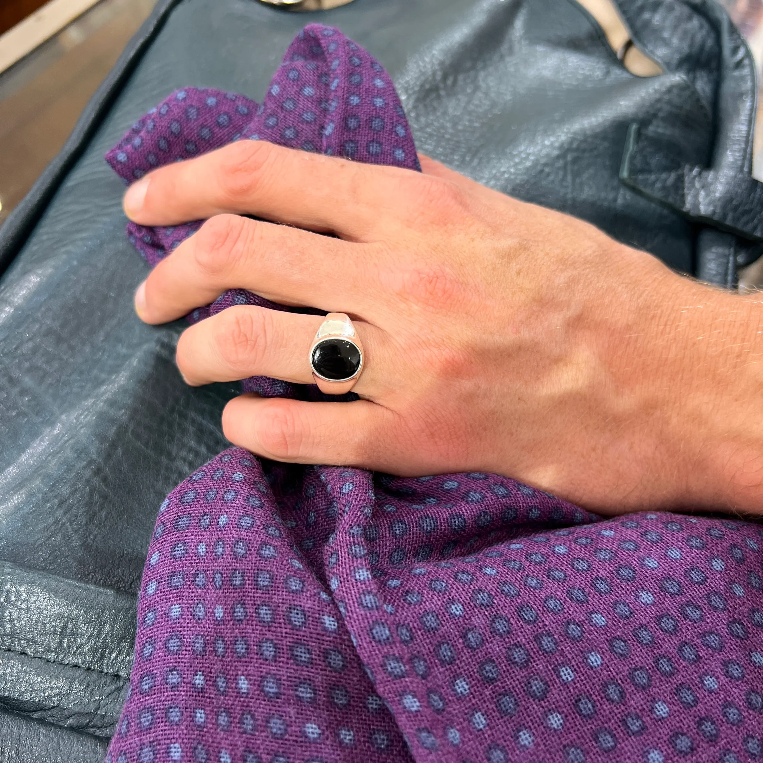 Chevalière GM en Argent Onyx Ovale