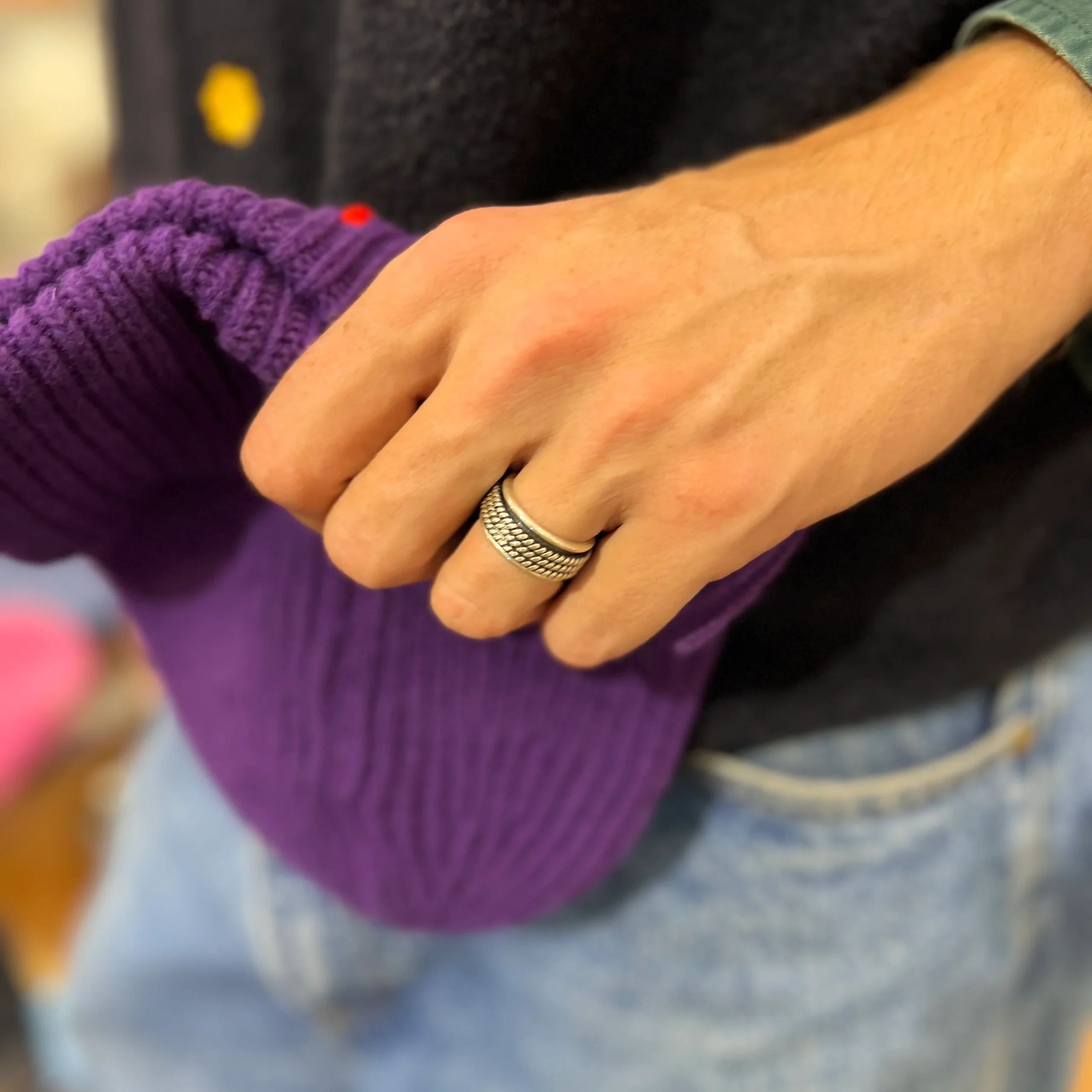 Bague en Argent Travaillé 3 Anneaux Mobiles Anti-Stress – Image 3