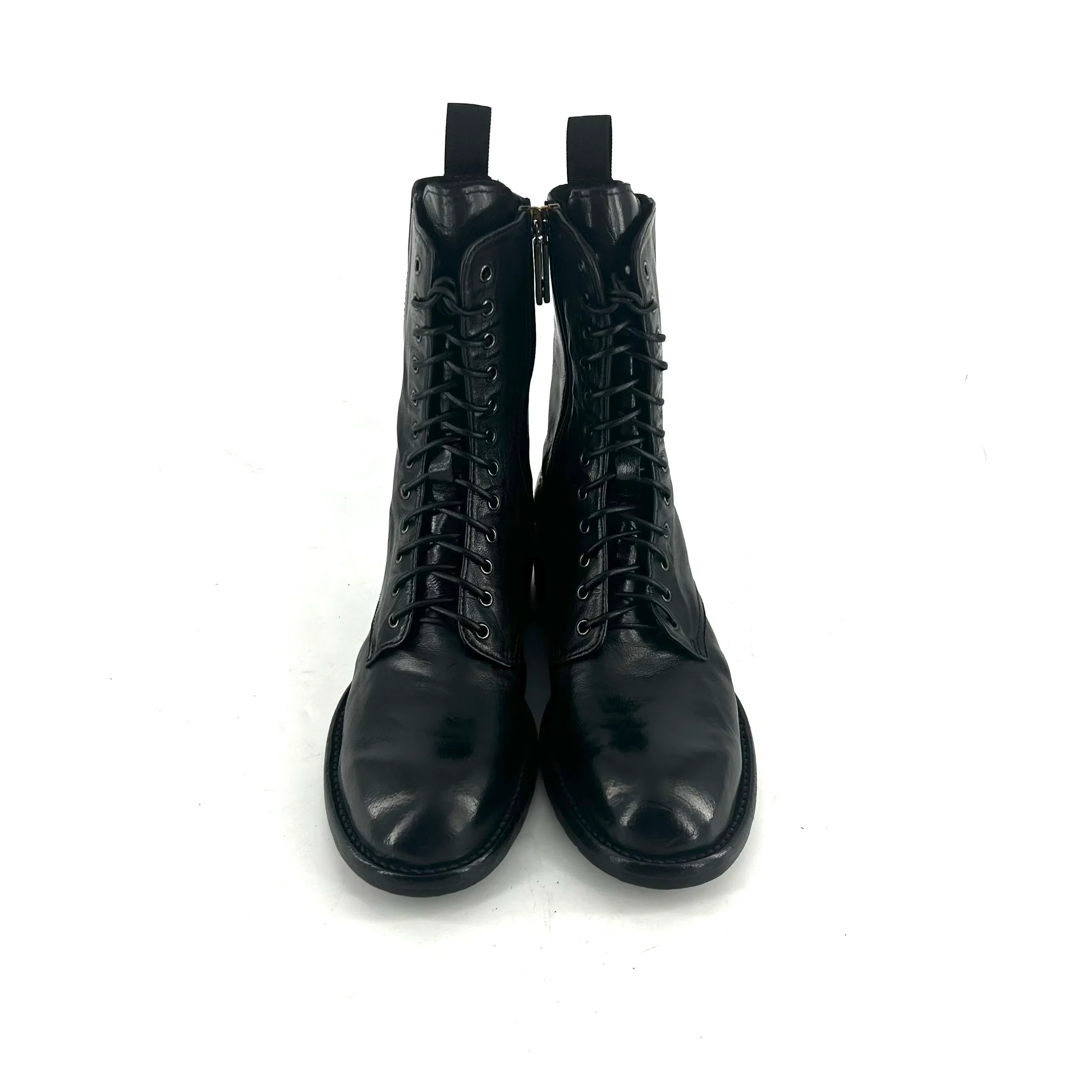 Chaussure Lacets Montante Zippé Intérieur en Cuir et Cuir stretch Noir – Image 2