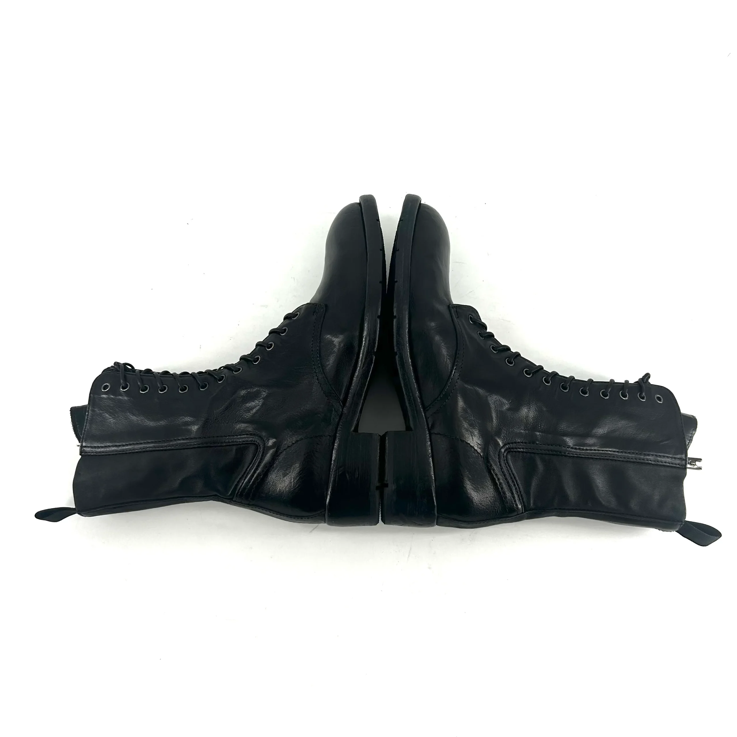 Chaussure Lacets Montante Zippé Intérieur en Cuir et Cuir stretch Noir – Image 5