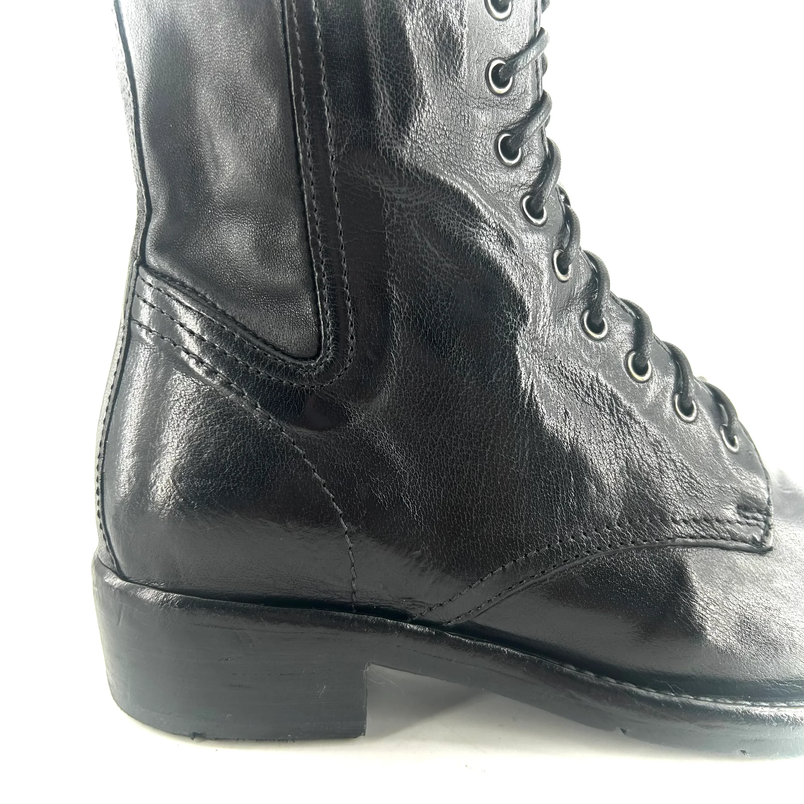 Chaussure Lacets Montante Zippé Intérieur en Cuir et Cuir stretch Noir – Image 7