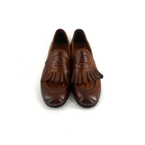 Mocassin Frangé en Cuir Lavé Cognac