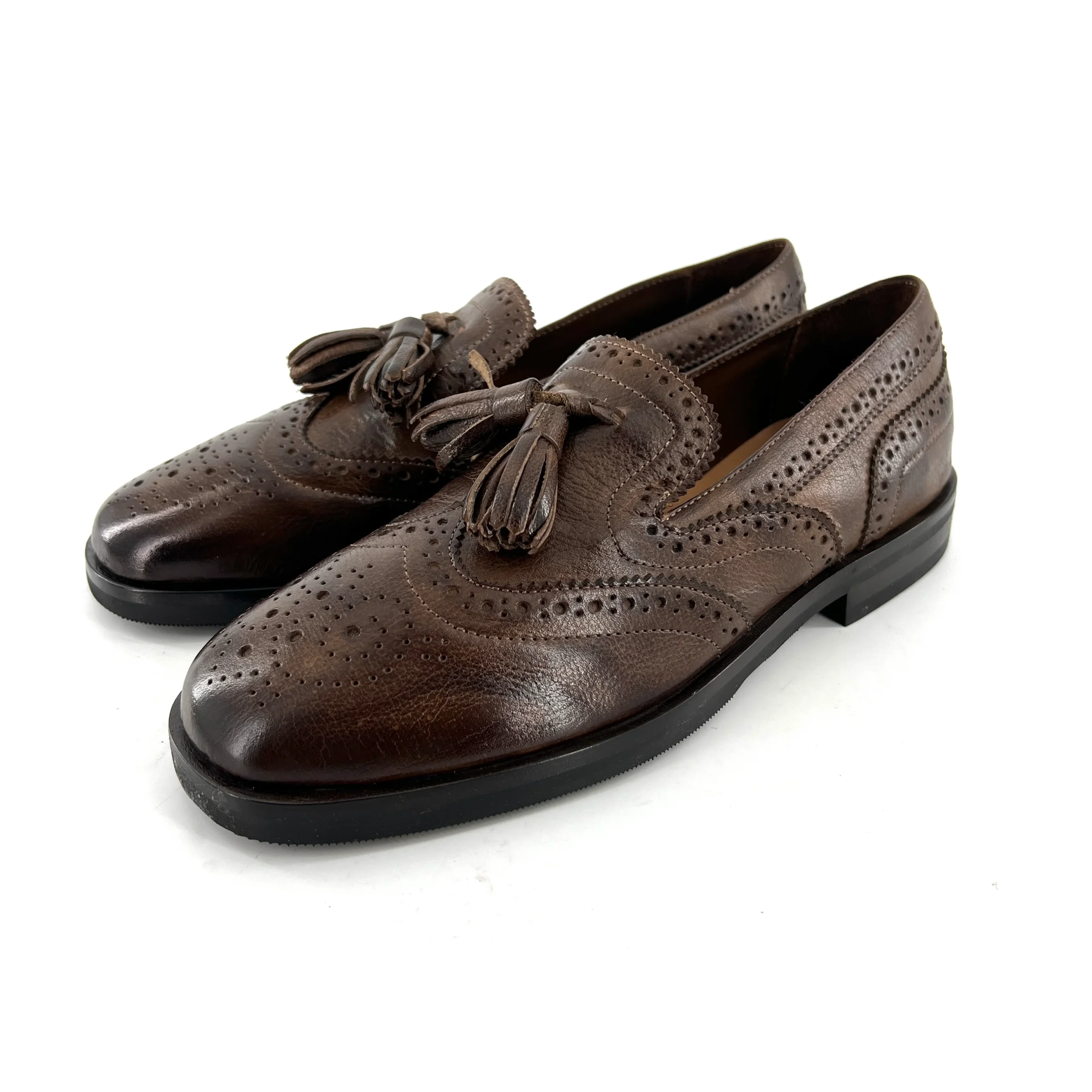 Mocassin à Pompons et Bout Fleuri en Cuir Marron – Image 4