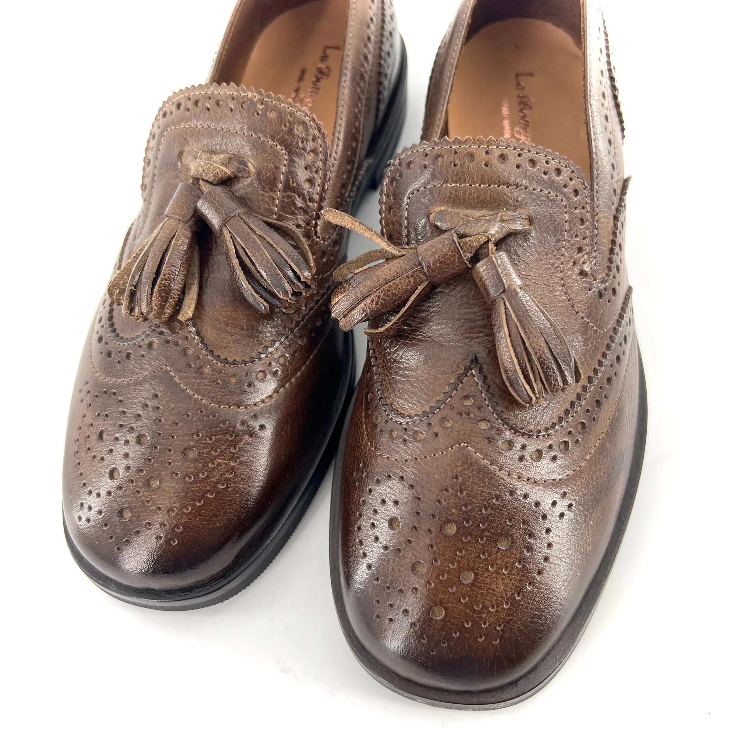 Mocassin à Pompons et Bout Fleuri en Cuir Marron – Image 6