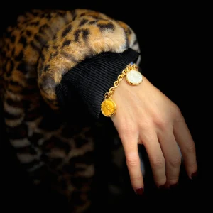 Bracelet en Plaqué Or et Résine Champagne et Gold