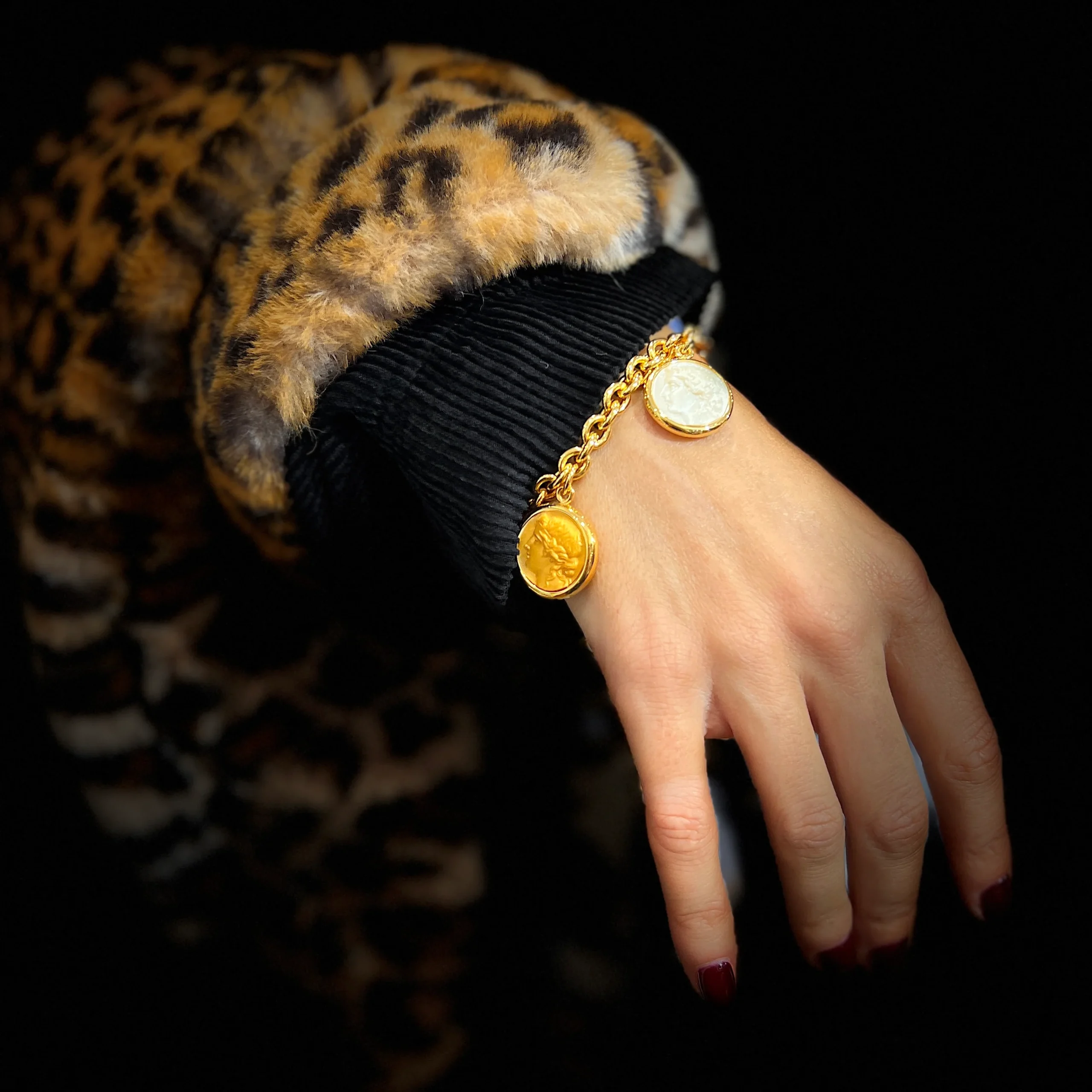 Bracelet en Plaqué Or et Résine Champagne et Gold – Image 2