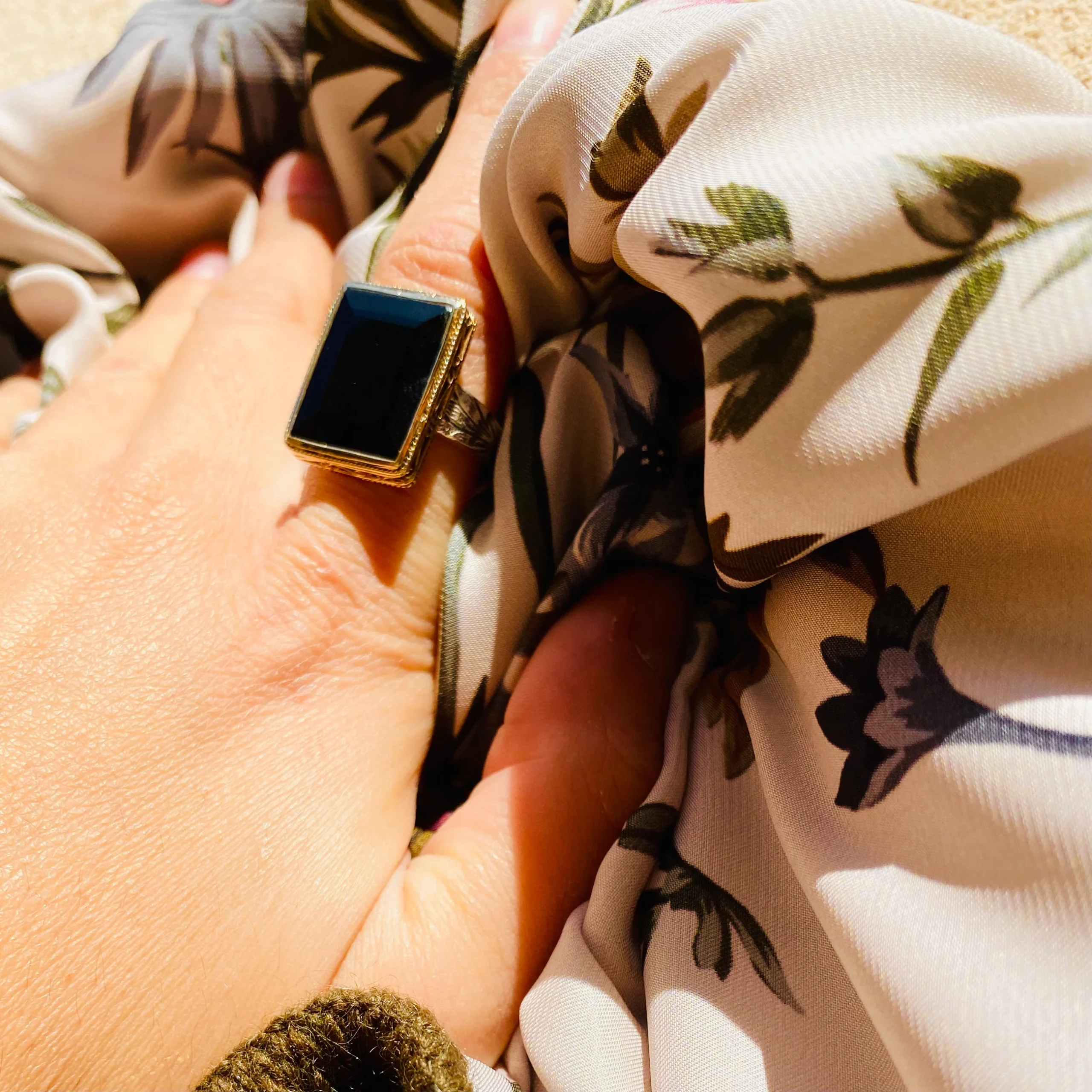 Bague Rectangulaire Argent Laiton en Onyx Noir – Image 4