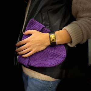 Jonc en Acétate Noir et Plaqué Or