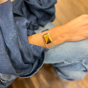 Jonc en Plexiglas Transparent et Plaqué Or