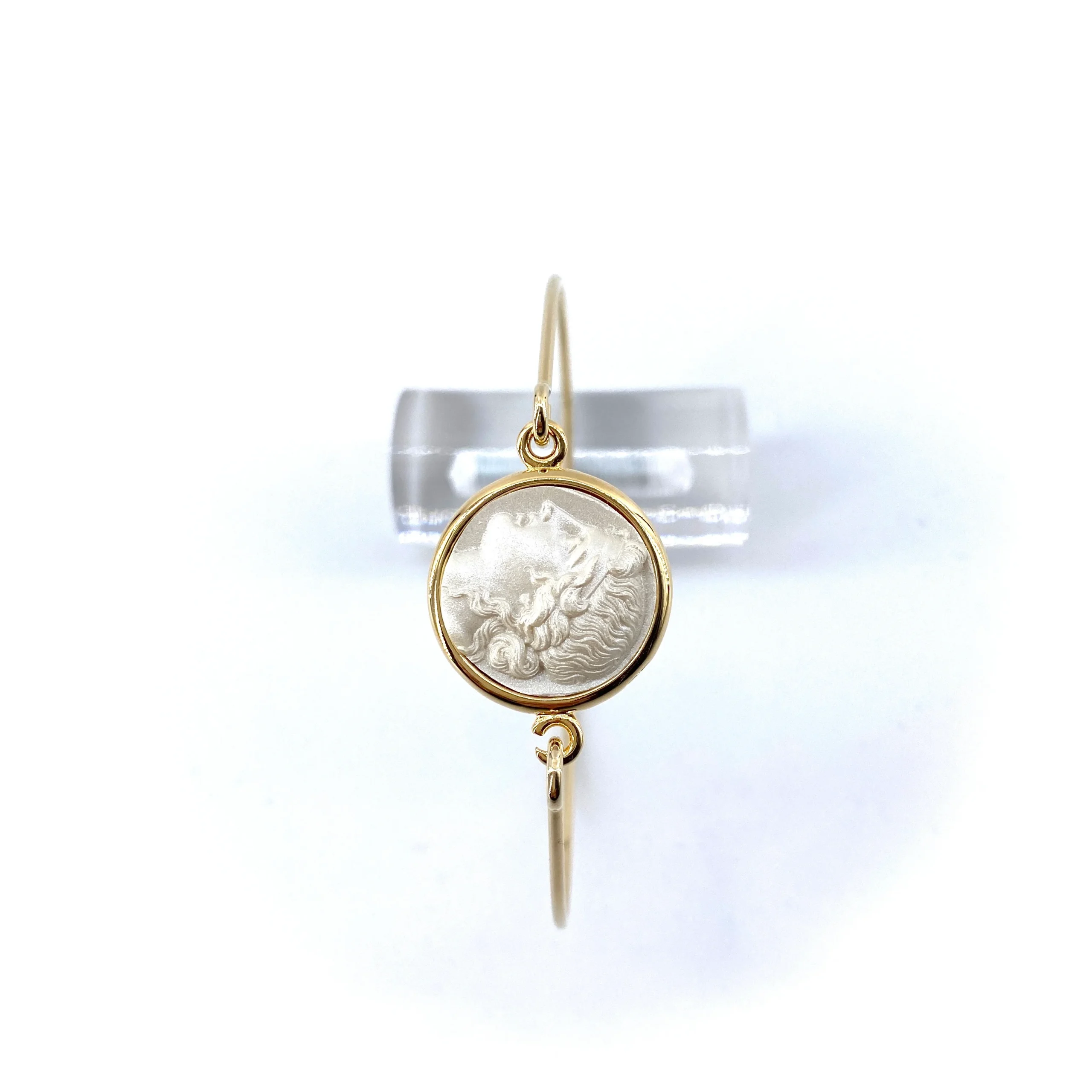 Jonc en Plaqué Or Motif Statue Grecque Rond en Résine Champagne – Image 4