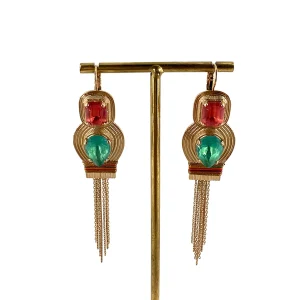 Longue Boucle d'Oreille SOLEIL en Cristal Multicolore