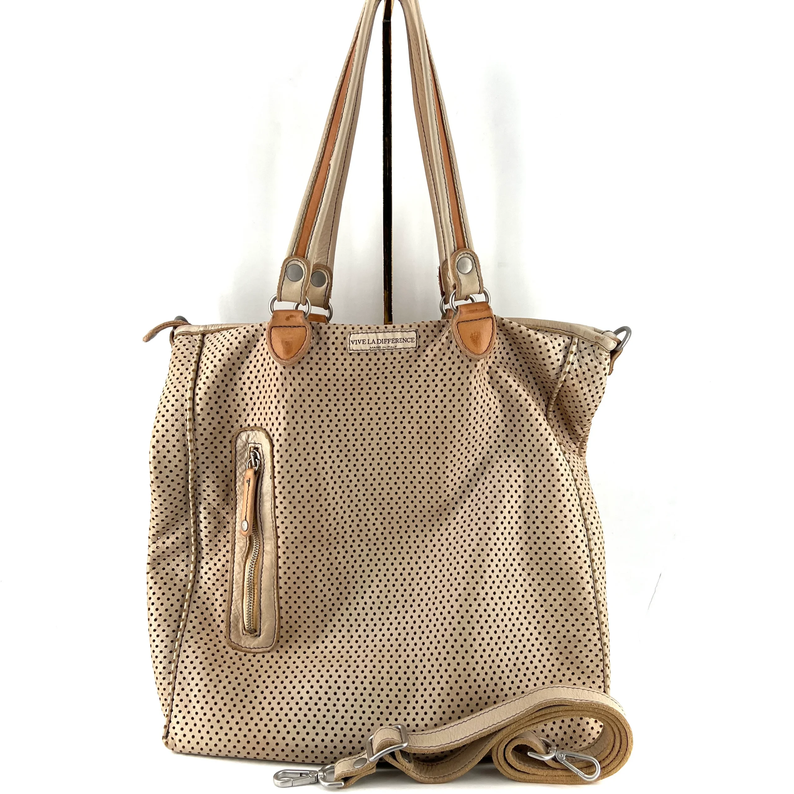 Sac OUTDOOR en Cuir Perforé Latte – Image 4