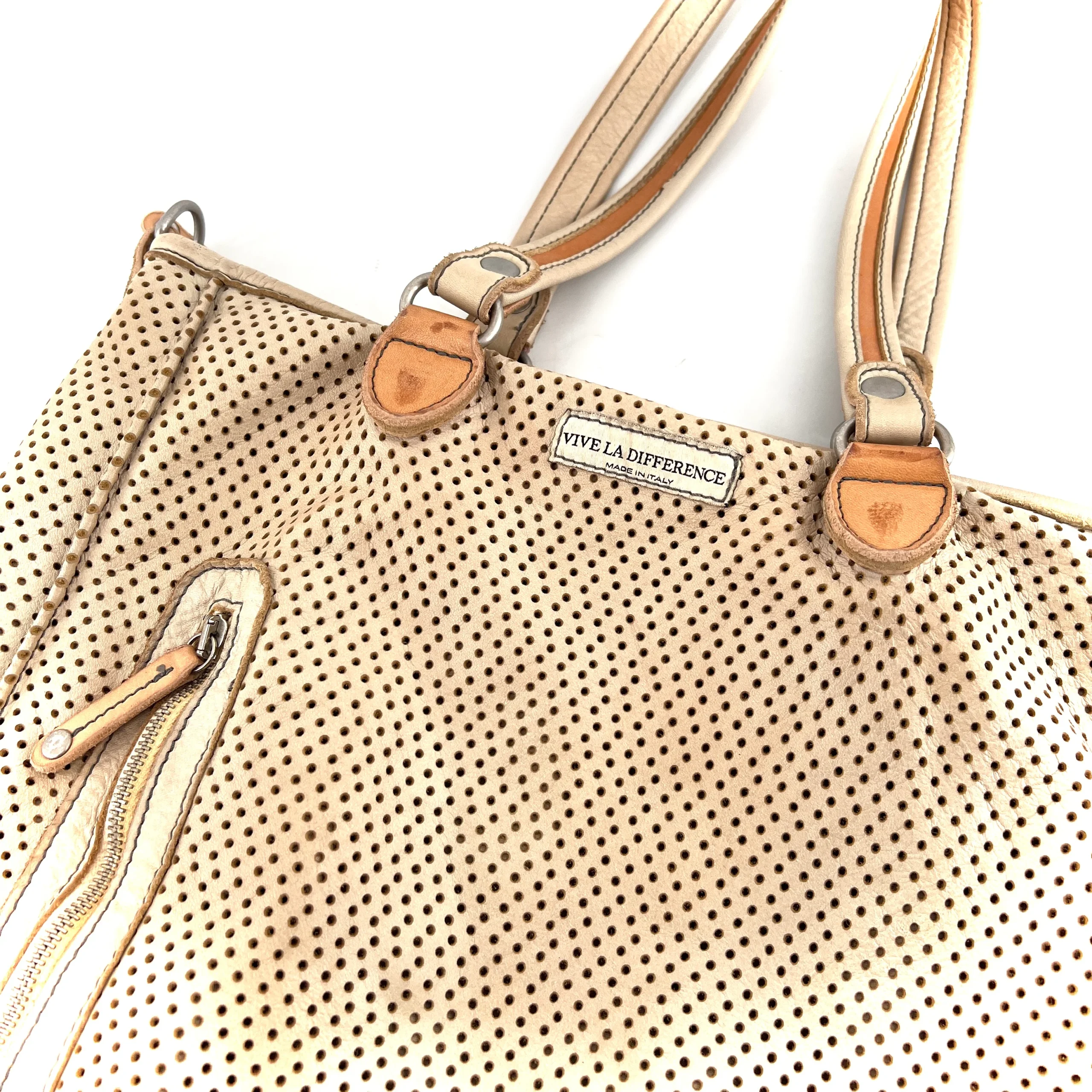 Sac OUTDOOR en Cuir Perforé Latte – Image 7