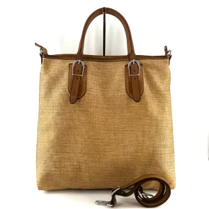 Sac MICHELLE en Paille Enduite et Cuir Sweet Tea