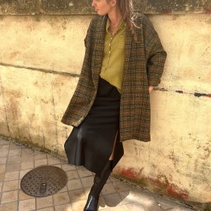 Manteau TOM à Carreaux Kaki et Orange