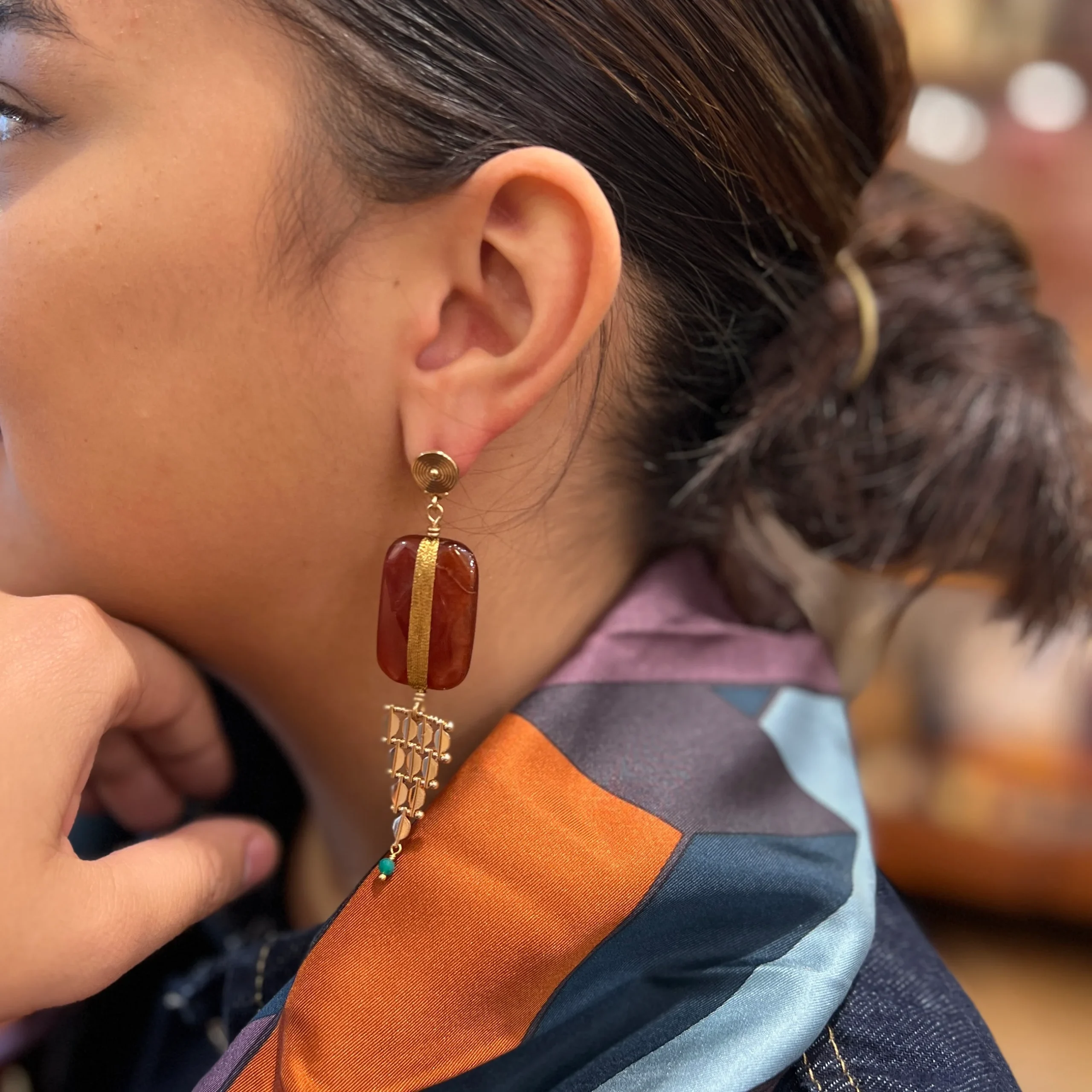 Boucle d'Oreille BABYLONE en Cornaline – Image 3