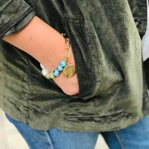 Bracelet XANADU Maxi en Plaqué Or Perles de Rivière et Opales