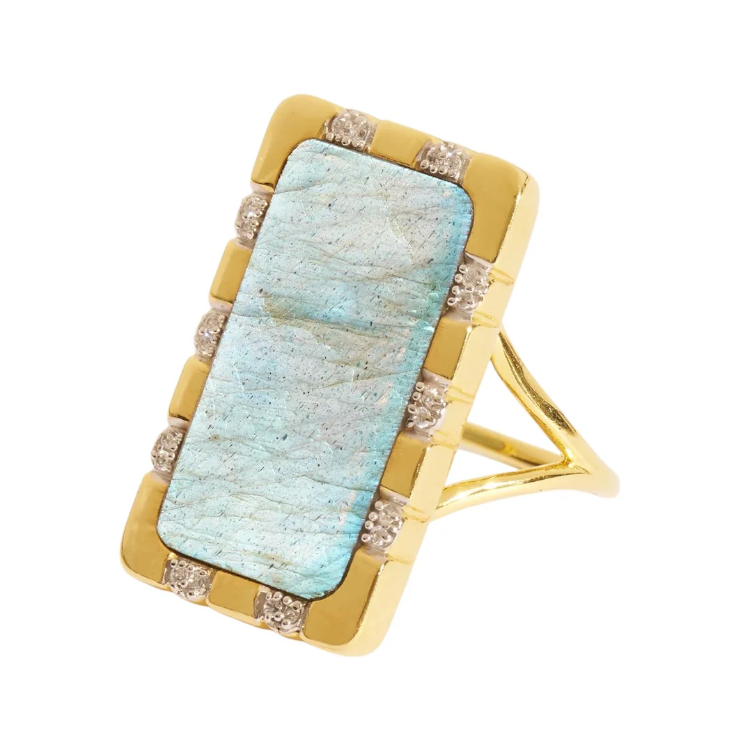 Bague BIANCA en Plaqué Or et Labradorite – Image 3