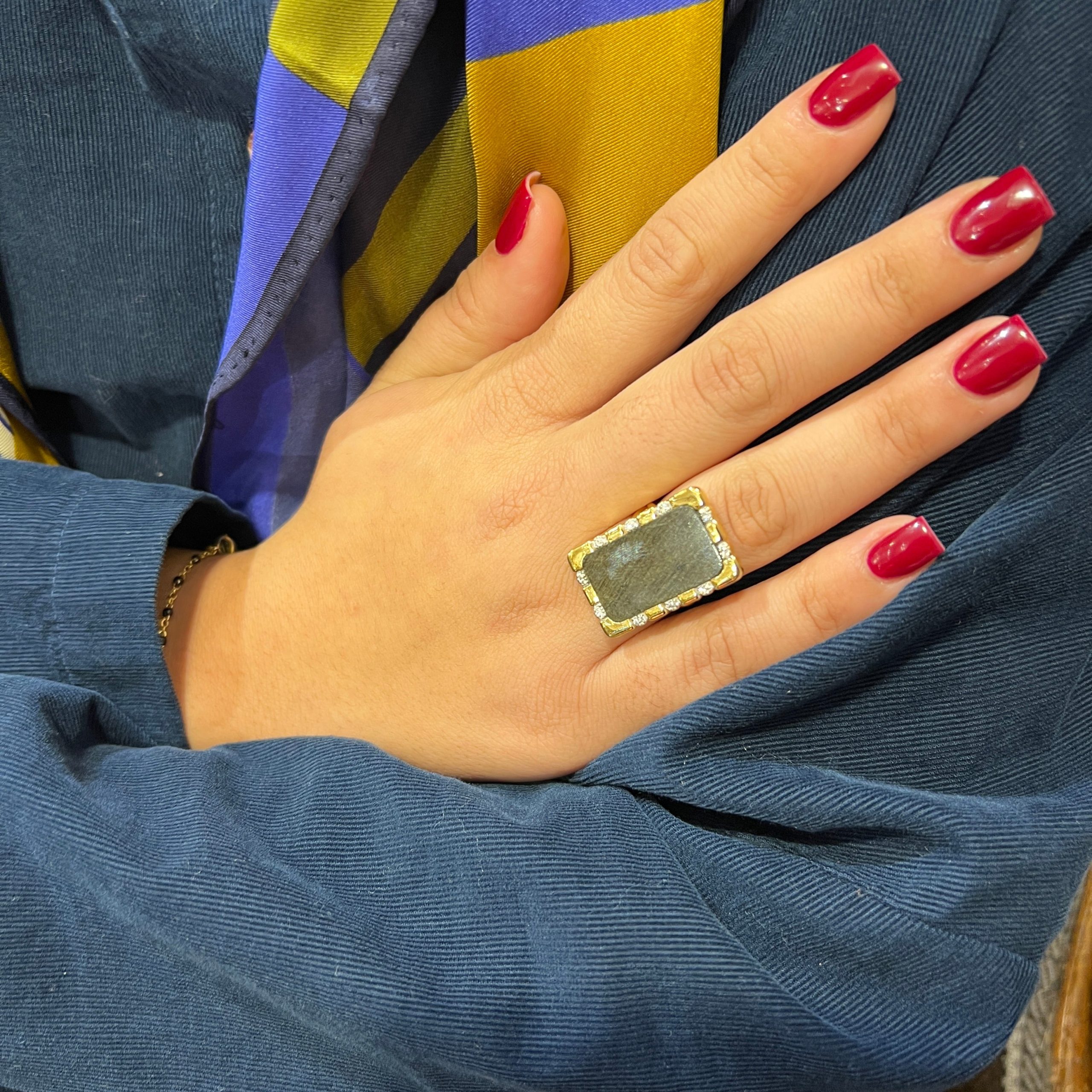 Bague BIANCA en Plaqué Or et Labradorite