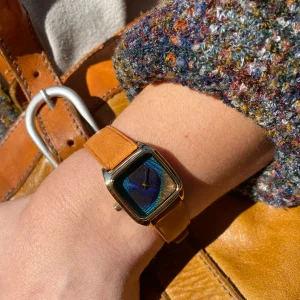 Montre PRIMA  PAON OR Bracelet Cuir Camel