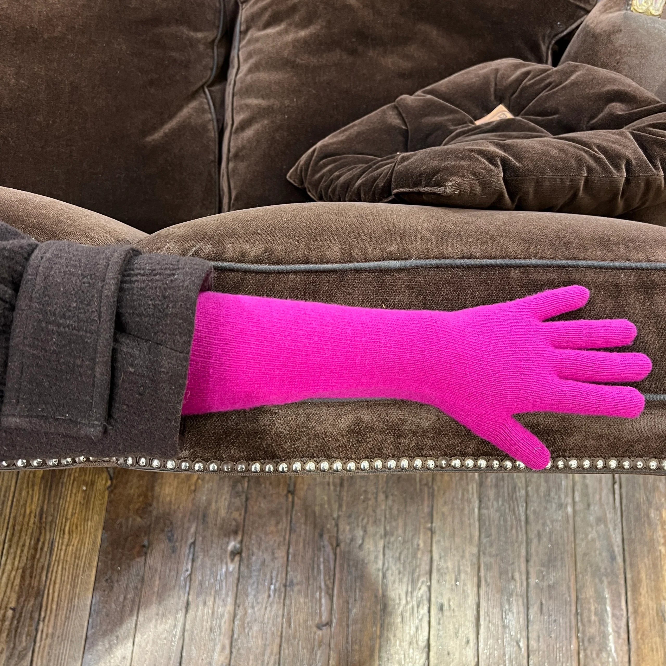 Longs Gants en Laine et Cachemire Rose – Image 2