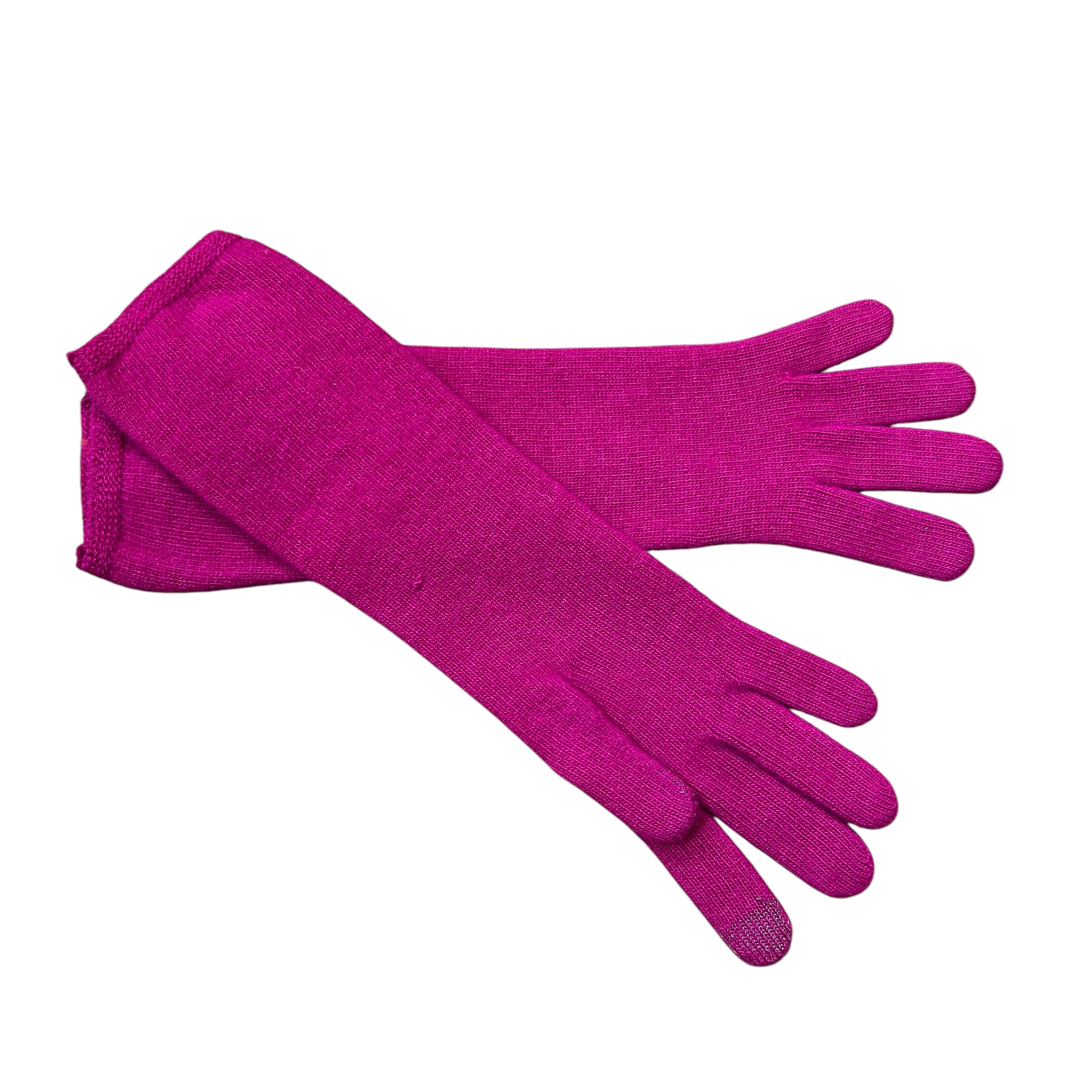 Longs Gants en Laine et Cachemire Rose – Image 3